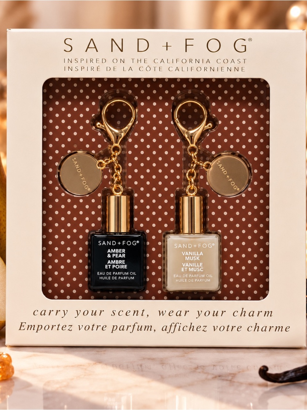 Gold & Black/White Mini Perfume Oil Keychain Set